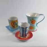 Louça de Chá-Café em Porcelana / Coleção Floral/Xadrez/Poá (13 peças)