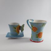 Louça de Chá-Café em Porcelana / Coleção Floral/Xadrez/Poá (13 peças)